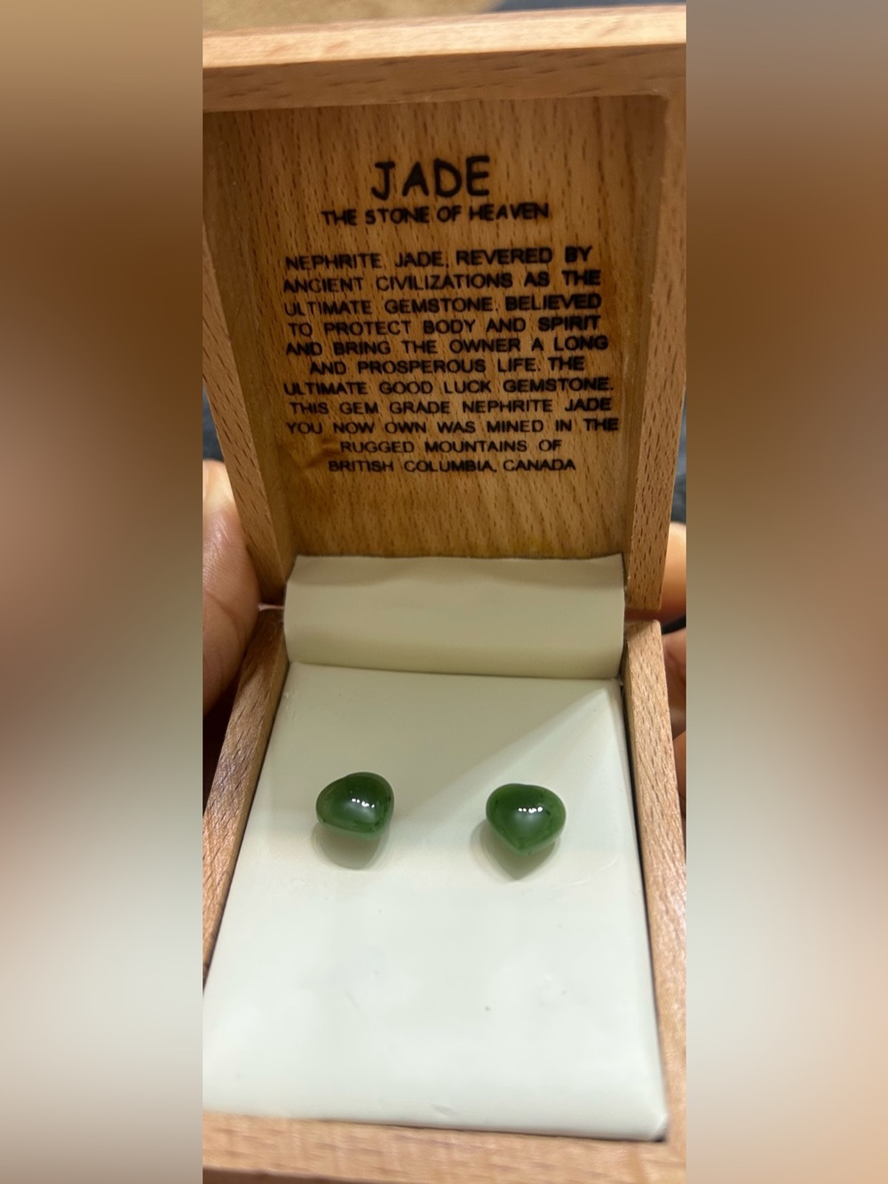 Jade Heart Stud Earrings in Deep Green